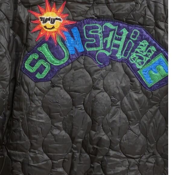 First Row Denim Sunshine Black Quilted Jacket Small Streetwear Bomber NWT - Picture 6 of 12